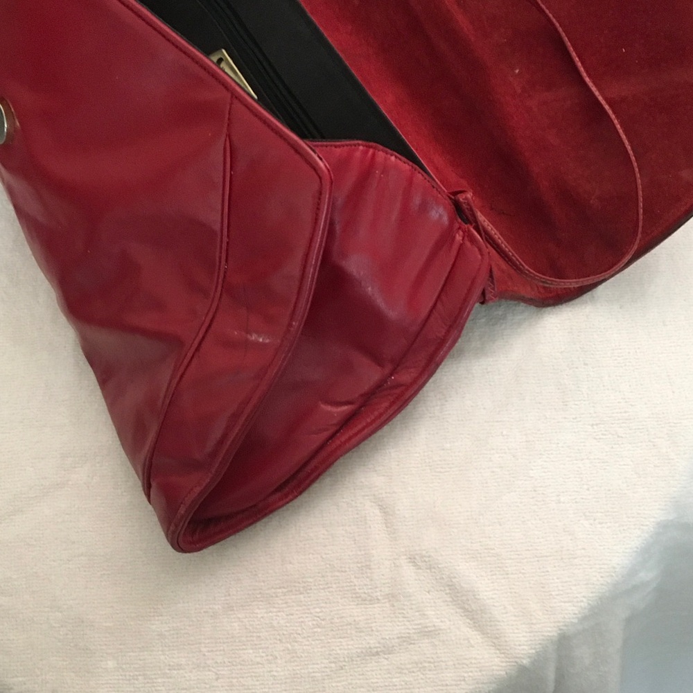 Sharif Red Patchwork Leather Shoulder Bag - Picture 5 of 7